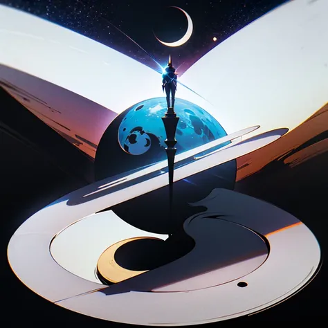 Logo with Nova in the middle and eclipse in the background, palavra "NOVA" escrita no meio, colors only black and white in the i...