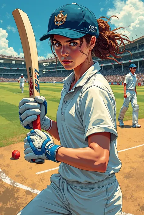 Can you make manga cover for cricket with a style like blue lock