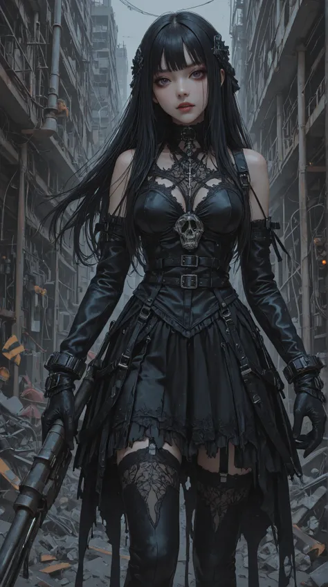 (Masterpiece: 1.2). industrial construction utopia. Deconstructed Dark Romanticism + gothic-style.