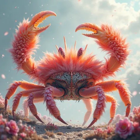 a crab made of feathers