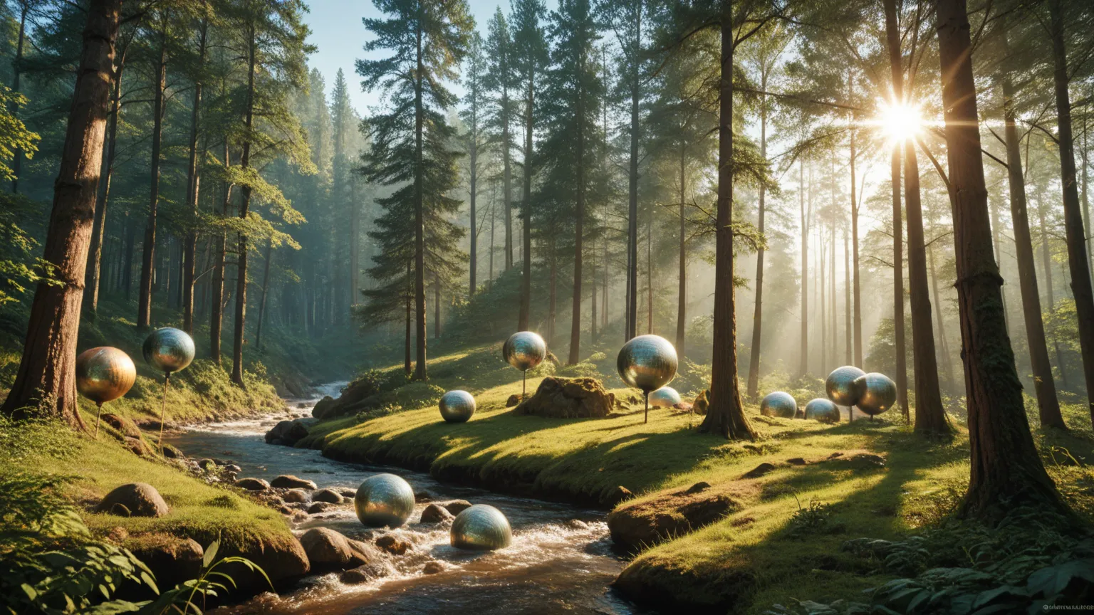 Prompt 3: A small group with feathered gear and packed gourds disappearing over the ridge, sunlight breaking through misty fores...