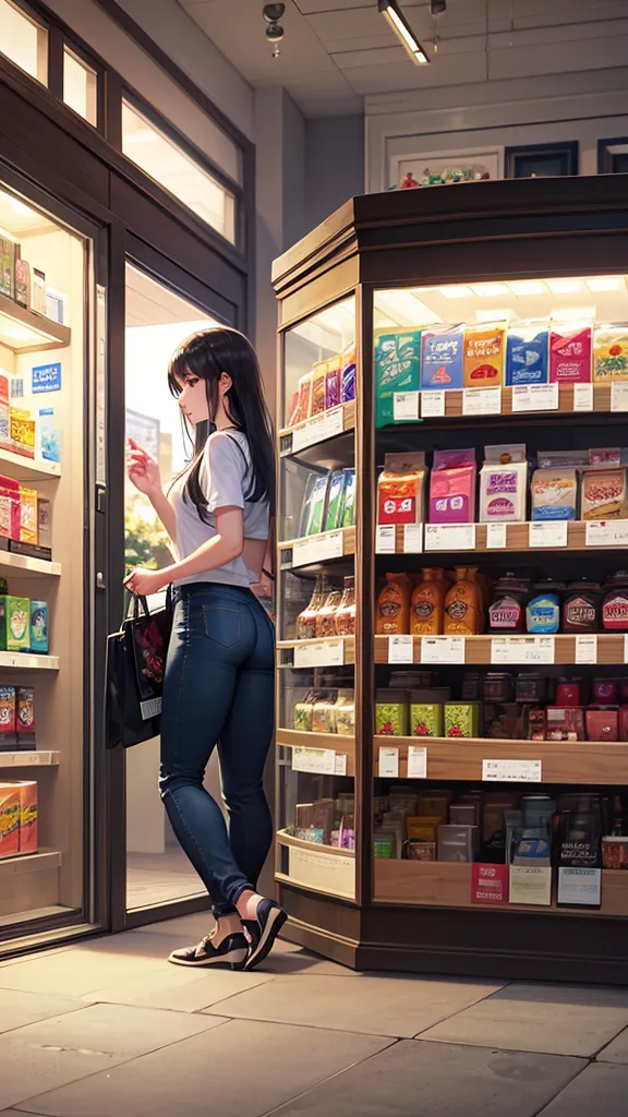 Midnight Convenience Stores,Midnight Convenience Stores店内,The brightness of the lighting is soft,shelves where products are disp...