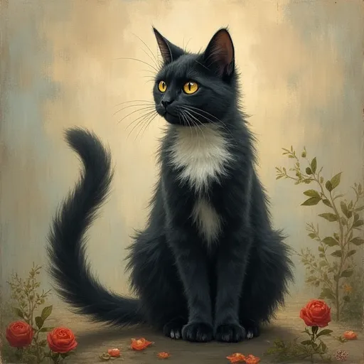 NEKO AI, oil painting, brush strokes, classical art