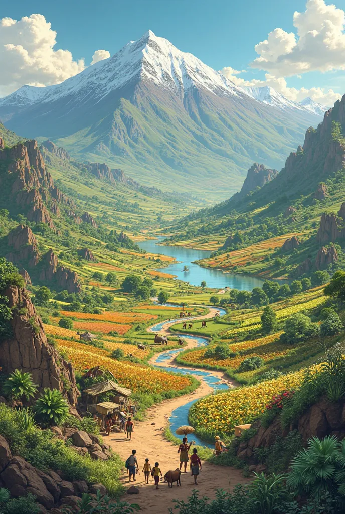 Draw a picture of 6 food-producing regions in Bolivia 