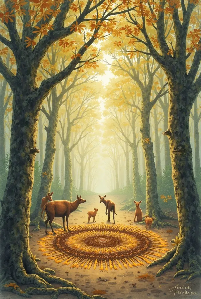 SCENE 7 – Leaf Ring (Page 8)
Purpose: Wind danced, but only briefly – sadness

Prompt:

"Ring of dried leaves perfectly placed o...