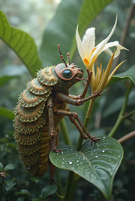 insecto Cratopus punetum en flor de vainilla spp