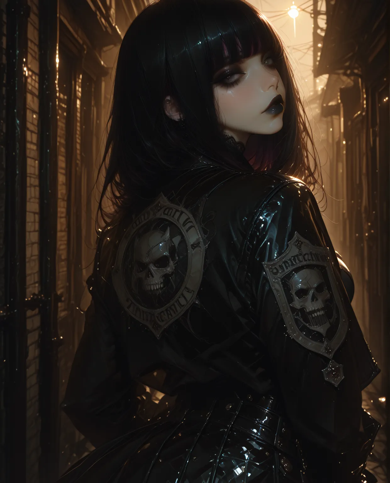 masterpiece, best quality, Of great quality, Extremely detailed,HDR,dynamic lighting,  STOCKING ANARCHY, Leather mini skirt, Got...