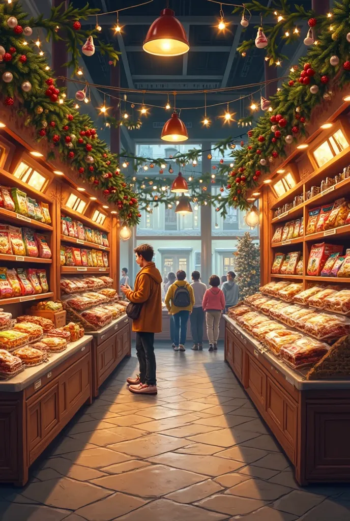 A snack grocery store in a seasonal spirit and knew the world with a stone floor 