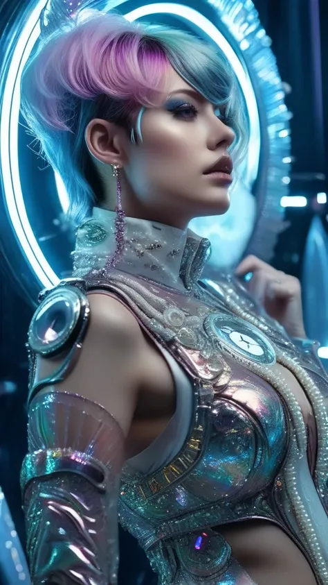(cyberpunk, Clockpunk, Dieselpunk, Steampunk), work of art carved from pearl platinum crystal, background wide variety punks, co...
