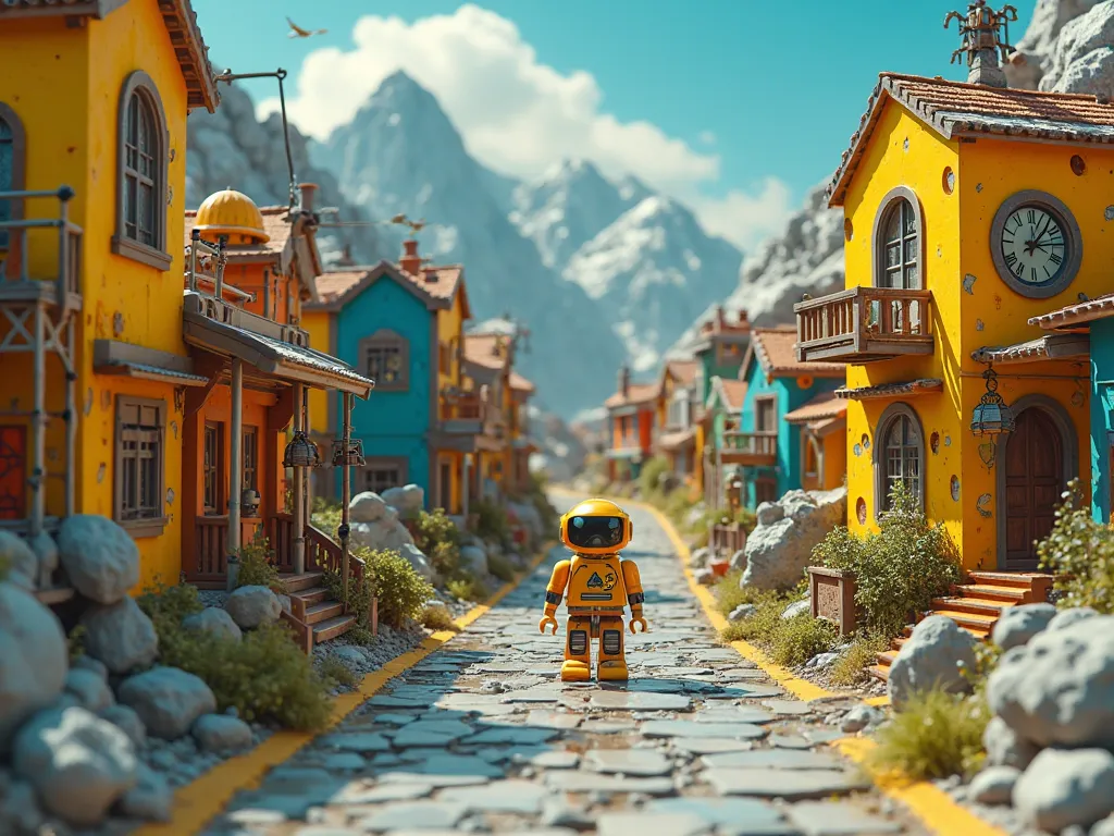 The model is A small village and full of colours, its buildings are not ordinary... Every house is made of metal gears and huge ...