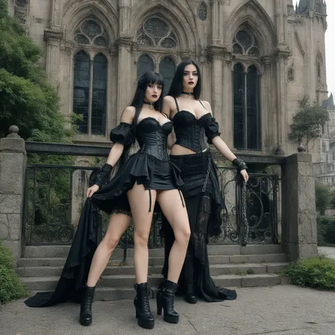 source_real,raw,photo,amateur,gothic woman,age 25,pale skin,dark hair,extremely long hair, goth corset,green eyes,choker,chains,...