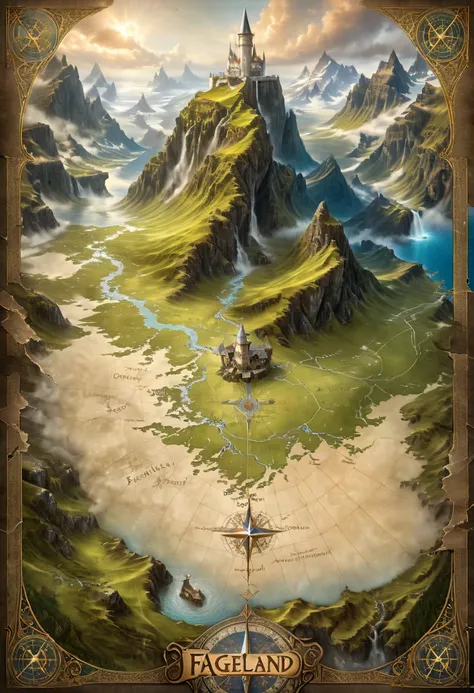 (best quality,4k,8k,highres,masterpiece:1.2),ultra-detailed,(realistic,photorealistic,photo-realistic:1.37),( a magical map lead...