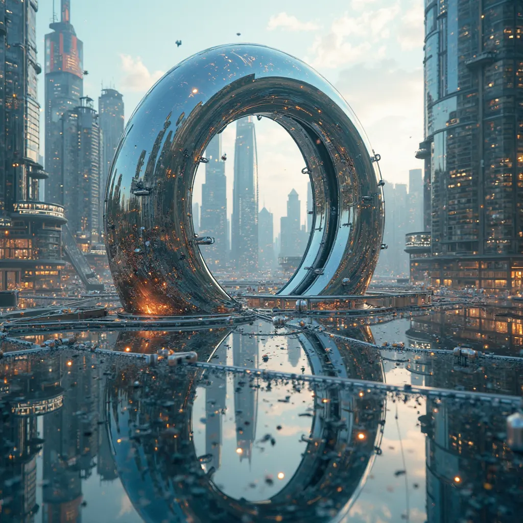 A mirror reflecting a future city — progress and vision.