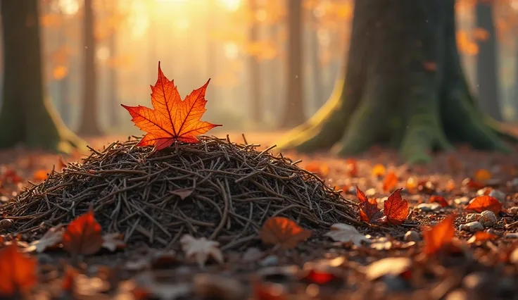 A thick layer of pine needles formed a small hillock. Upon it lay a single maple leaf— a quiet symbol of a grave beneath. Warm s...