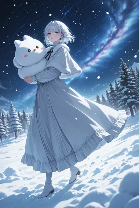 The snow fell as white as soft cotton, the snowfall made the atmosphere so cold.