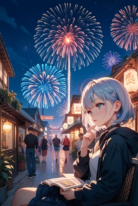girl watching fireworks