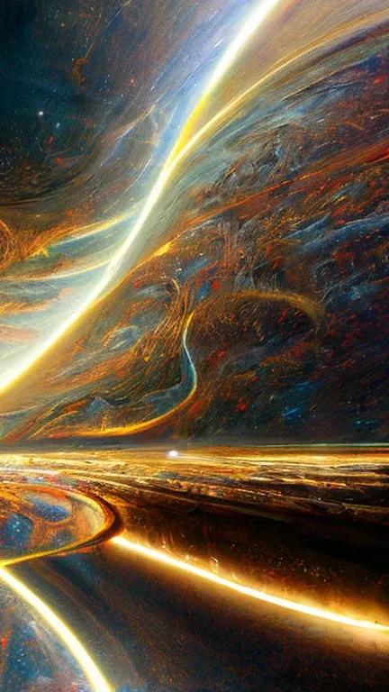 A mysterious cosmic scene showing galaxies being pushed outward by an invisible, glowing force. Represent the force as soft, tra...