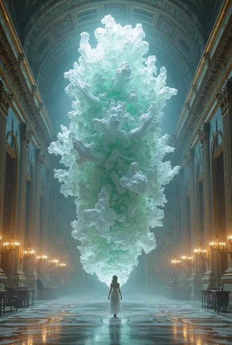 A huge one floats in the center of the room、floats in the center of the hall, a huge。