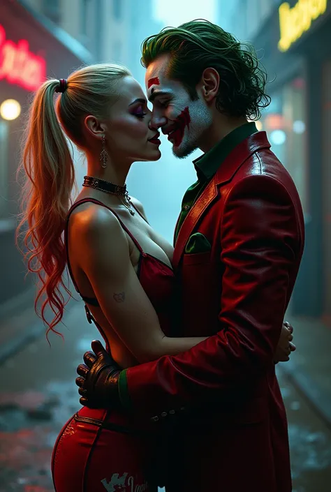 Romantic photo of harley queen and joker