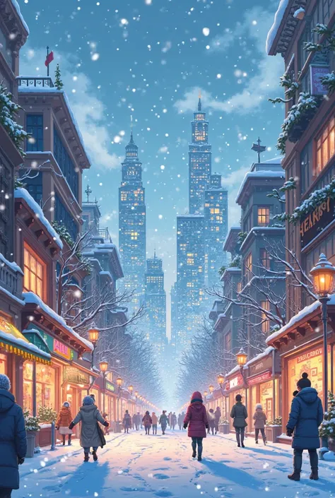 city by day, Snowing anime style