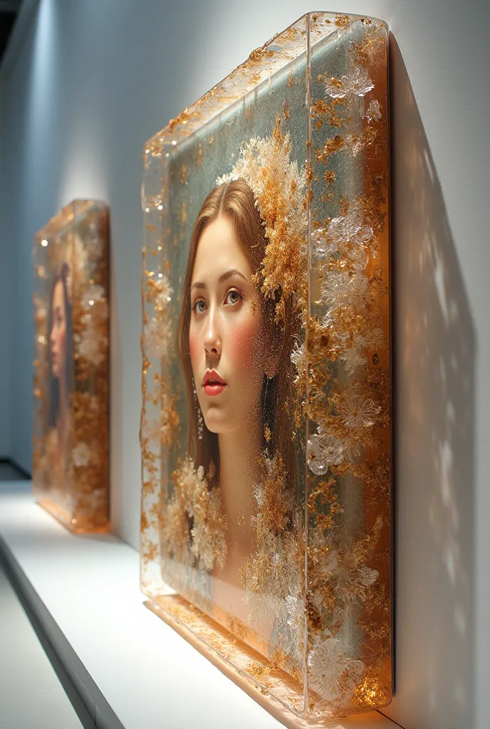 Generate an image where it says paintings with epoxy resin ls, in Spanish