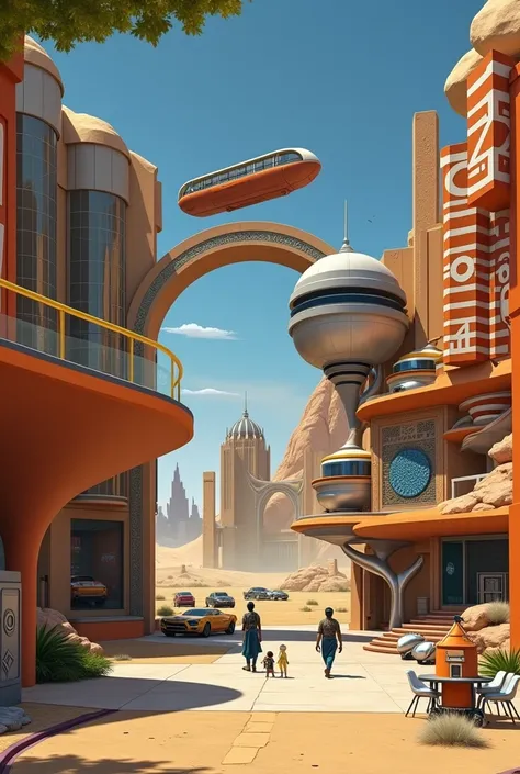 , alluding to a surrealistic mix of urban nature and ancient human effort. The buildings have elegant, that seem small against t...