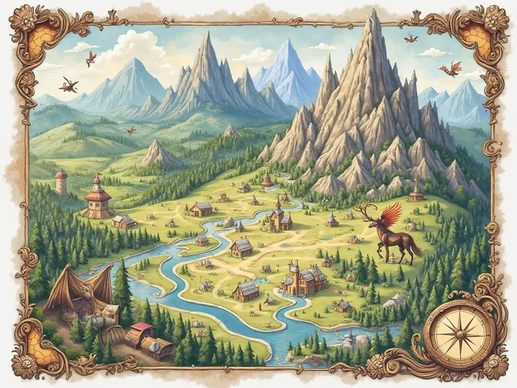 do a watercolor fantasy map or sourvenir map illustration