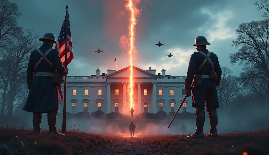 Create a hyper-realistic digital painting style thumbnail showing a dramatic transition from 1776 to the modern era of the Unite...