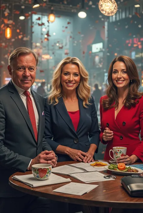 make the image super super ultra realistic with no hint of AI - create a slightly messy background with This Morning on TV from ...