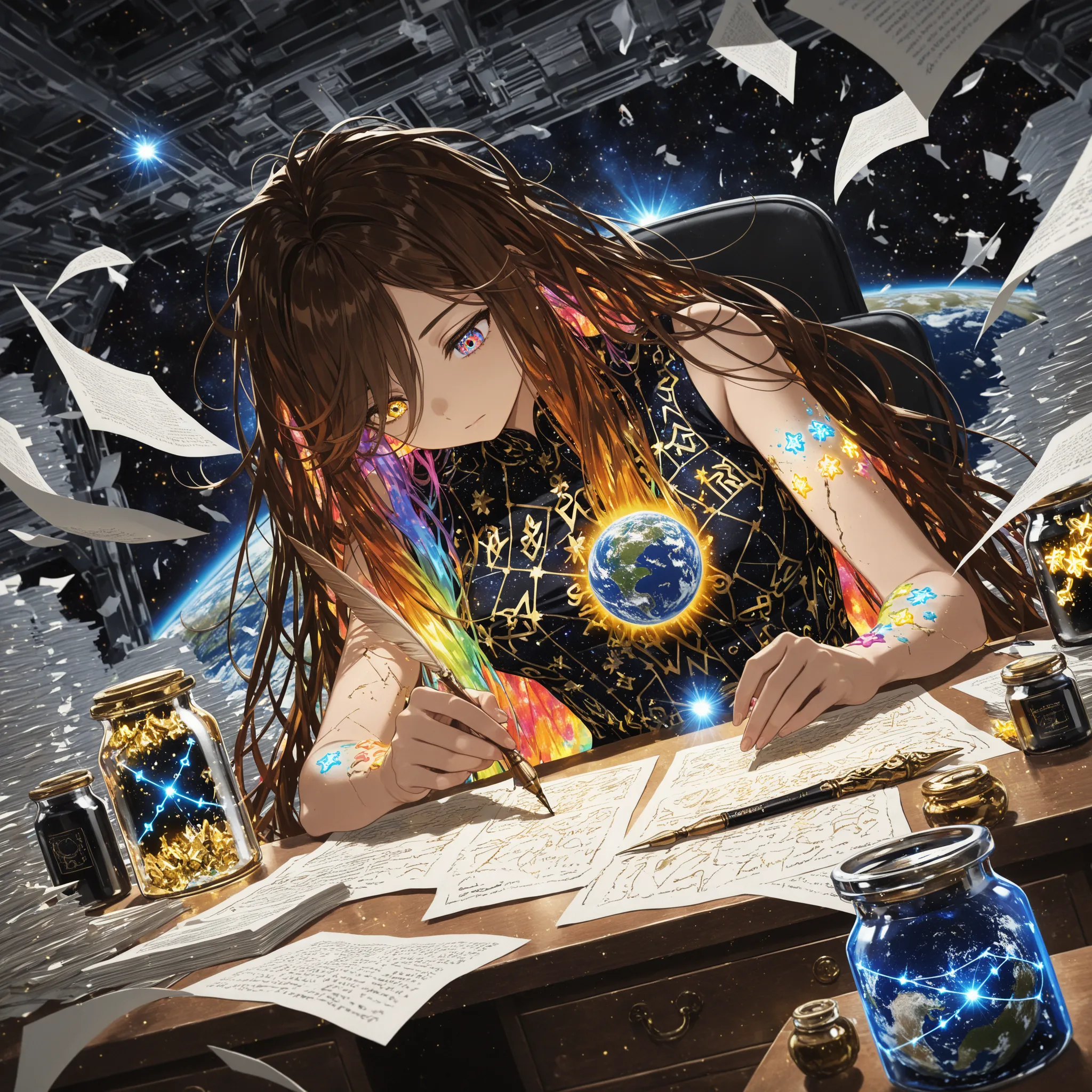 masterpiece, best quality, newest, dynamic angle, motion blur, looking down, (good_hands), ((close up of a ethereal girl)), uppe...