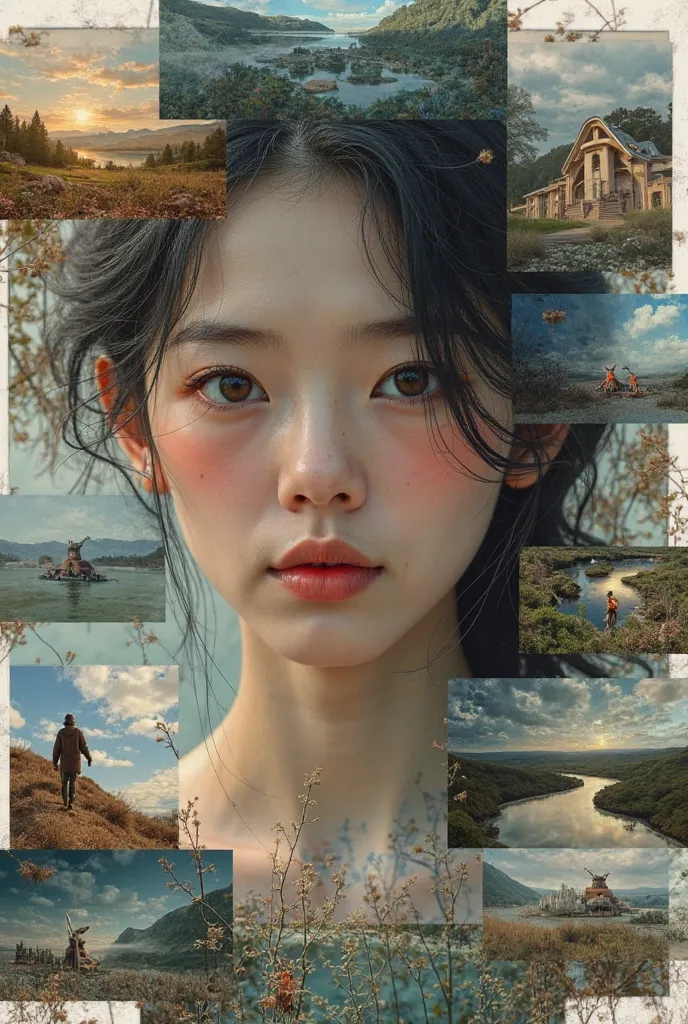 Can you make me a painting that creates a main photo with several photos 