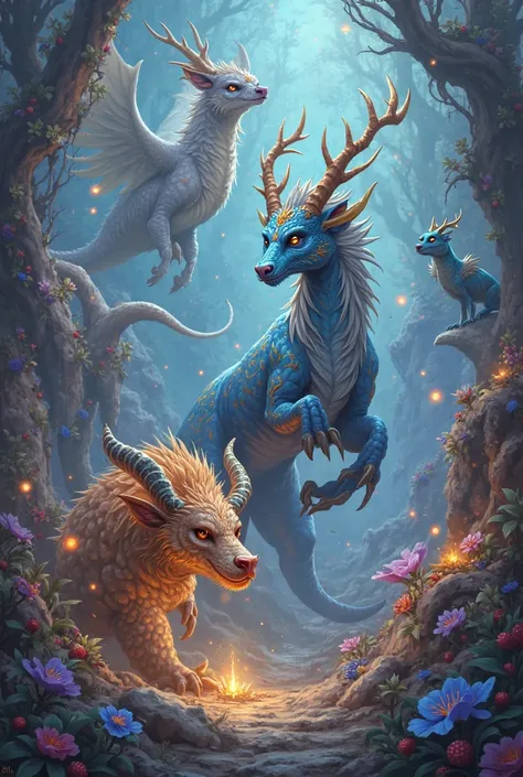 You can make 5 images of animals from a fantasy world?