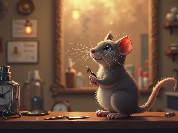 CAT BARBER SHOP OPEN,The host guest was a mouse,4K,Height True,fine detail,Beautiful photo-like,Excellent quality,Vivid Realisti...