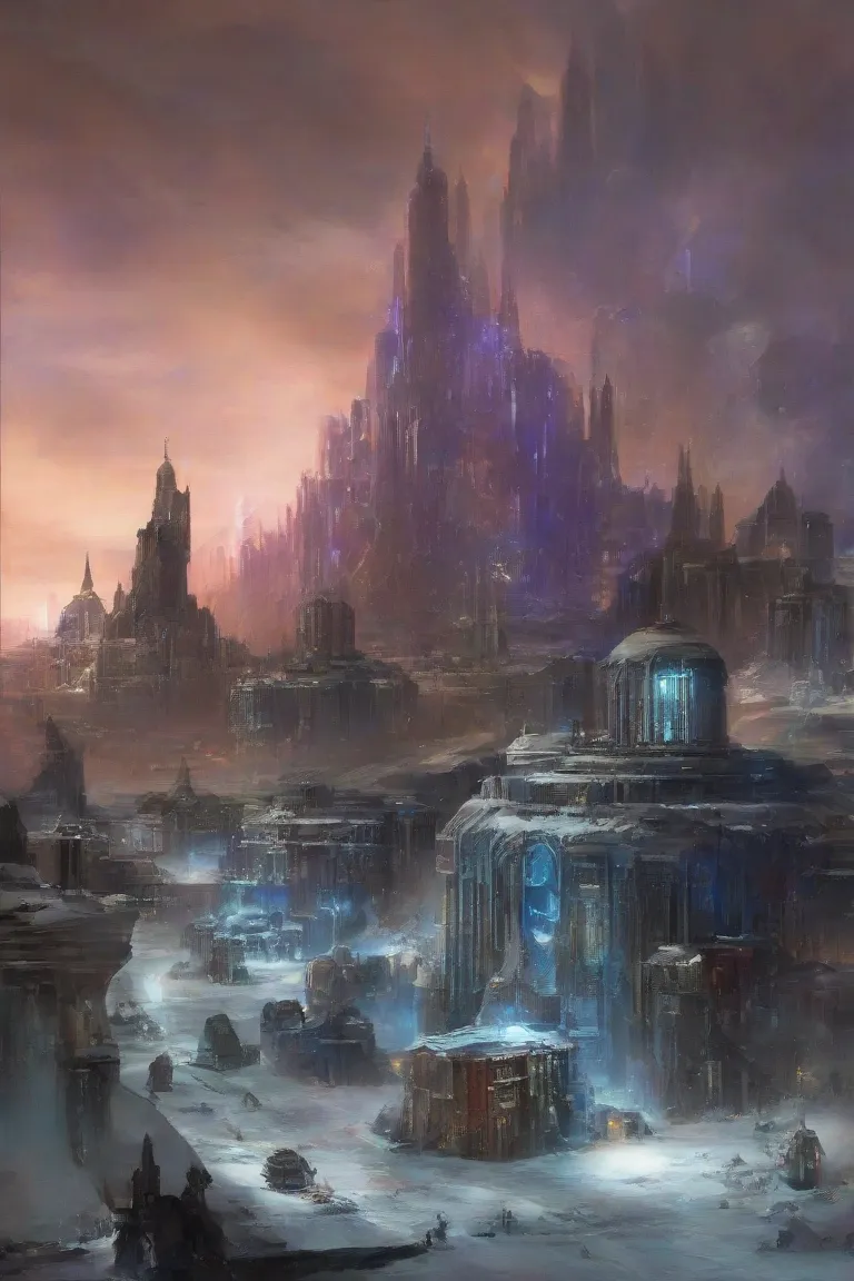 Высокое качество, 8K Ultra HD, The only city of the colony, protected from the cold and vacuum by a force field, with a generato...
