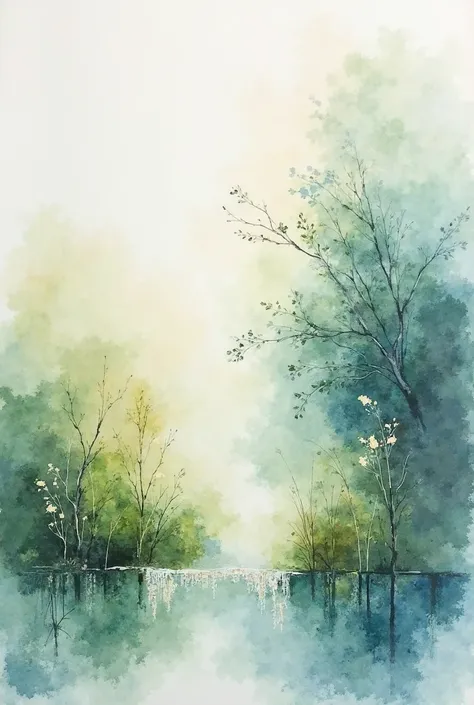 watercolor drawing, soft lines and diluted colors that create an artistic composition with transparency effects and natural chro...