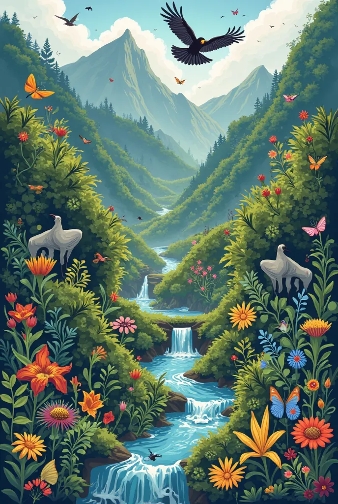 An infographic of the biological biodiversity of Baños de Agua Santa 