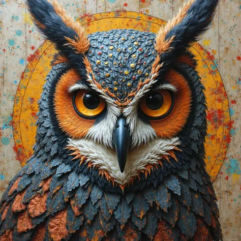 collageart、collage、Artwork、art、masterpiece、top quality, Mr. owl mask