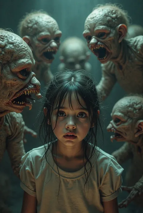 Youngirl with tha monster scary babies 