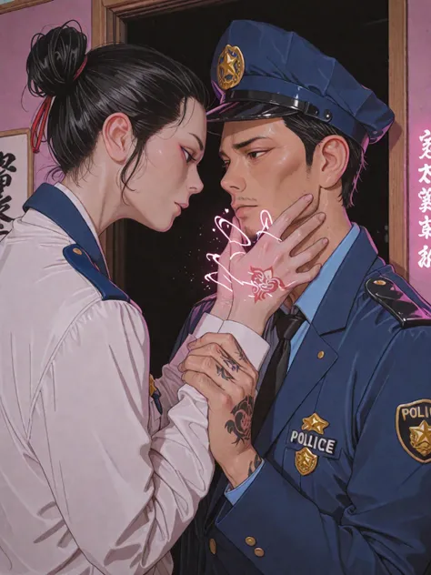masterpiece, best quality, realistic, playful dominance, yakuza house, 2men, dark, power dynamics, ultra detailed, 8k, ultra hig...