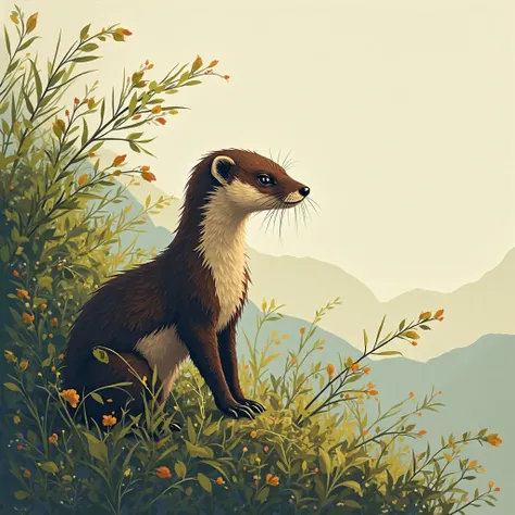 ((Highest Quality)), ((Masterpiece)), ( details), animation、Highest Quality、details、Weasel、The wind is blowing、There are no peop...