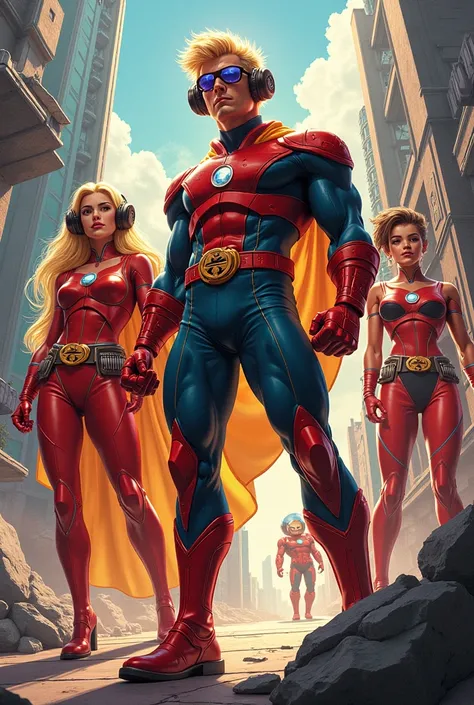 make some atomic age superheros in comic style 