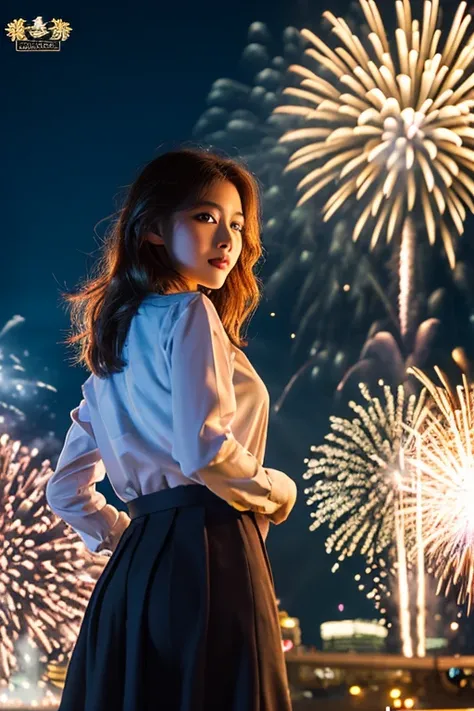 (Highest Quality、4K、high resolution)、fireworks display