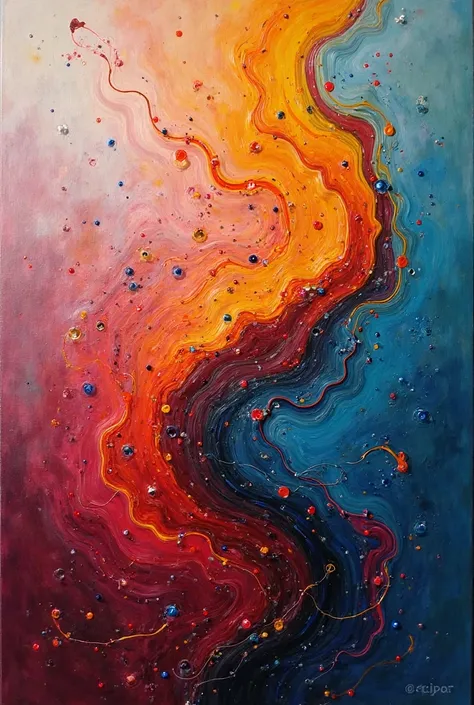 abstract painting with swirling shapes 

