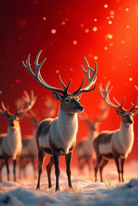 Christmas images of reindeer with red background