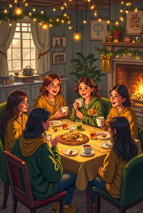 Hufflepuff common room 
Celebration 
Gifts 
Drinks