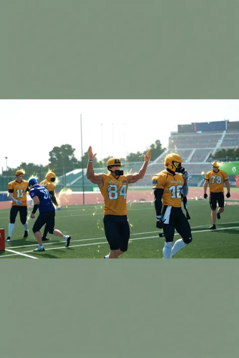 Winner's aura,  muscles, sexy look , Champions , beautiful stadium , lots of light and camera flash, cup , beautiful girls