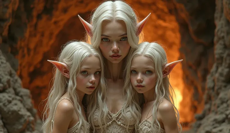 "A hyper-realistic fantasy portrait of a stunningly beautiful alien woman with long, silky platinum-blonde hair and sharp elven ...