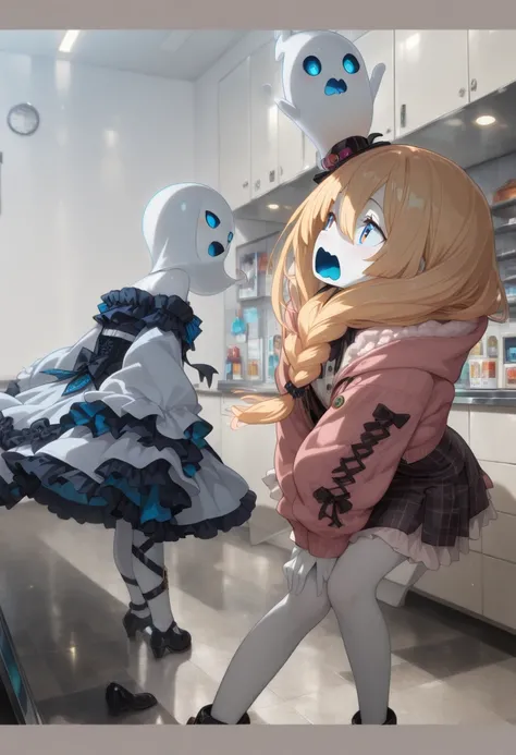 (a girl),gothic fashion,,(anime screencap),(best quality),(((anime style))),(((anime paint))),(((white skin))),open mouth,(((blu...