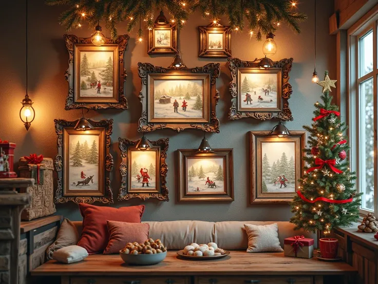 
Christmas-related gift frames on the wall