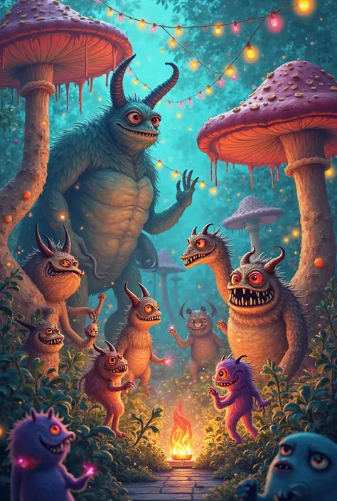 Monsters celebrate a summer party